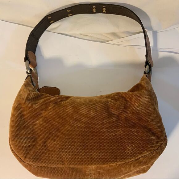 Fossil Brown Brushed Corduroy Velvet  Handbag Leather University of AL Strap - Picture 7 of 12
